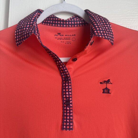 Peter Millar Women's Henley Top Size Small UV SPF 50 Protection Orange Coral - Picture 2 of 7